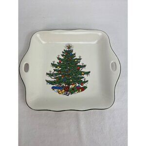 Cuthbertson Original Christmas Tree Handled Serving Dish 9" X 8.5" Ceramic Made